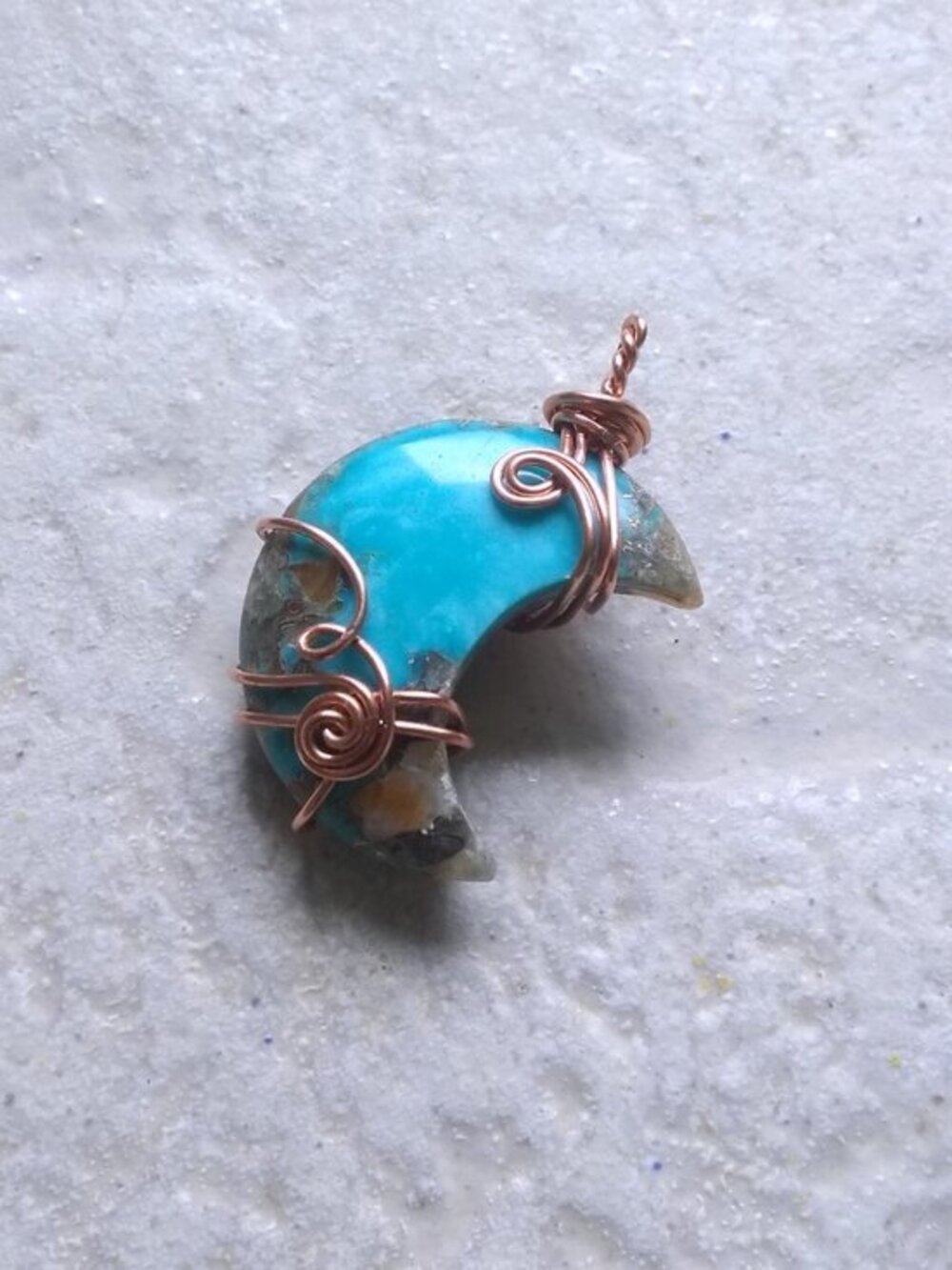 Jaw Dropping! Reversible OOAK Moon Pendant! Turquoise Jasper +Quartz Composition